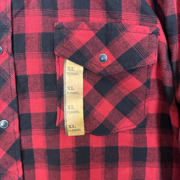 S Roebuck and Co Flannel Shirt Men XL Snap Button Western Chest Pockets Cotton - Picture 3 of 8